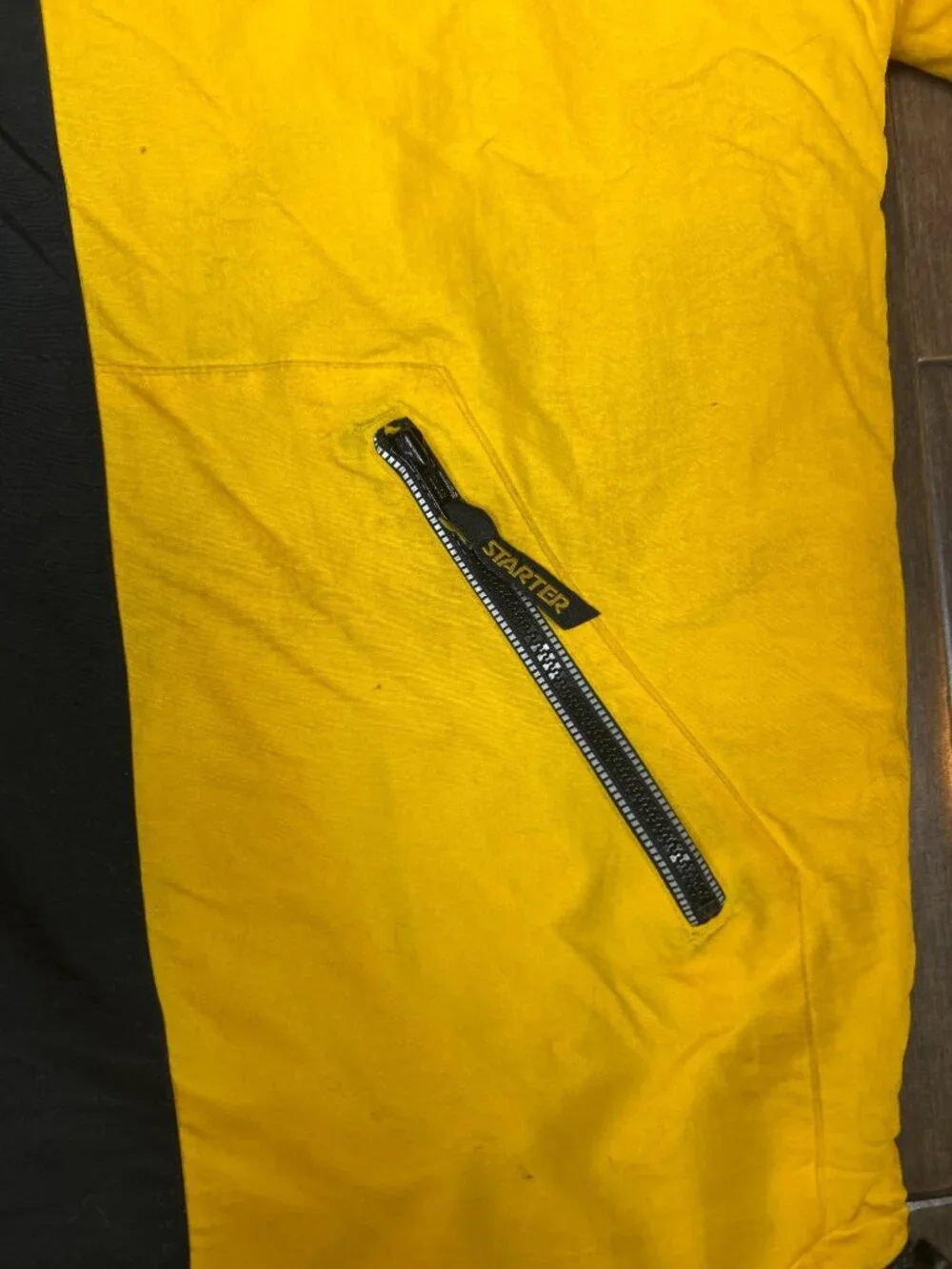 Vintage 90s Starter Men's XL Yellow Black Half Zip Pullover Winter Jacket Retro